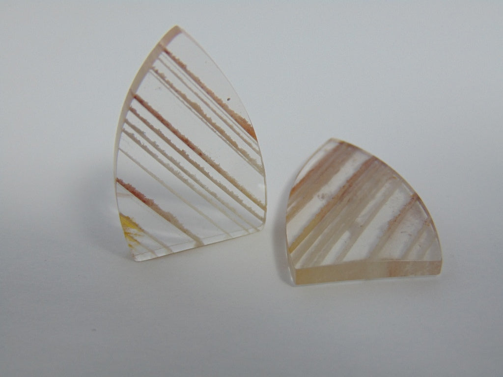 58.60cts Quartz Inclusion Pair 32x21mm