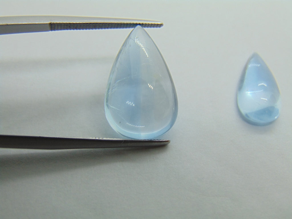 10.24ct Aquamarine Cabochon Bicolor 18x11mm 15x7mm