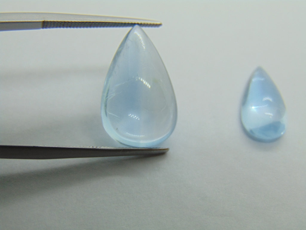 10,24 ct Aquamarine Cabochon Bicolor 18x11mm 15x7mm