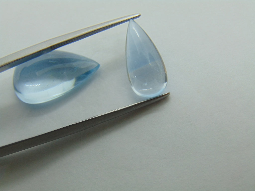 10,24 ct Aquamarine Cabochon Bicolor 18x11mm 15x7mm