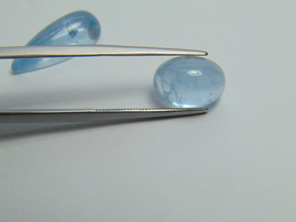 10,75 ct Aquamarine Cabochon 19x8mm 12x8mm