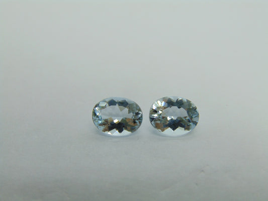 2.85ct Aquamarine Pair 9x7mm 7x8.5mm