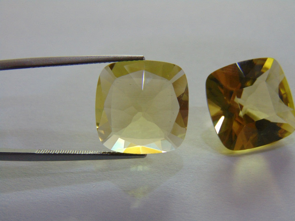 27.50ct Quartz (Green Gold) Pair