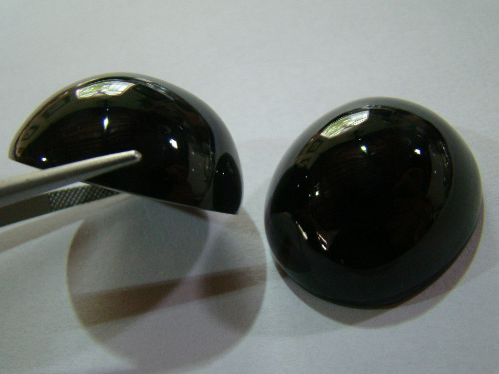 Par preto quartzo 166ct 30 x 26,5 mm
