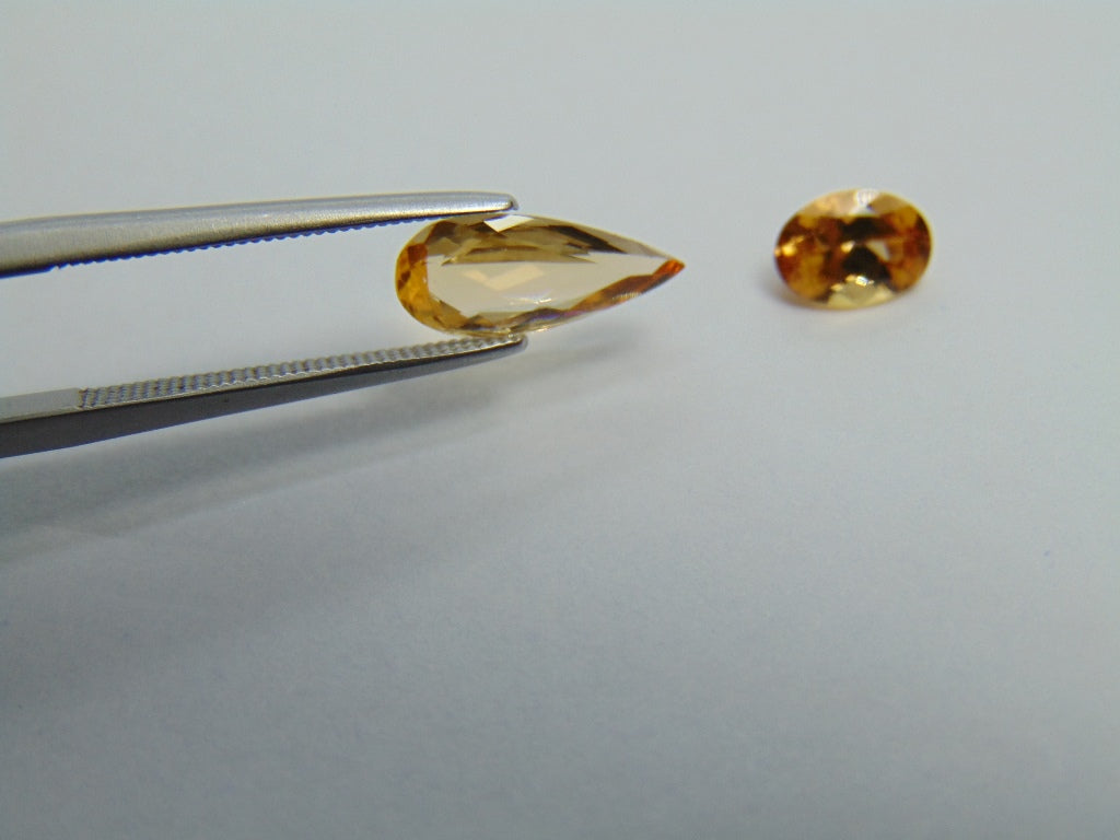 2.22ct Imperial Topaz 12x5mm 7x5mm