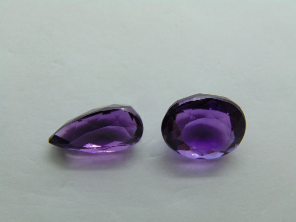 10.80ct Amethyst 15x8mm 13x11mm