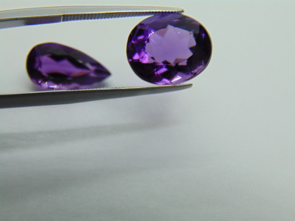 10.80ct Amethyst 15x8mm 13x11mm